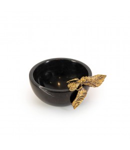 Black Marble Bowl With Brass Bee 