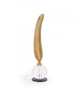 Crystal glass ball brass feather large 