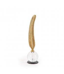 Crystal glass ball brass feather large 