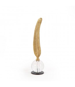 Crystal glass ball brass feather small 