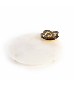 Marble Round Tray With Brass Flower 