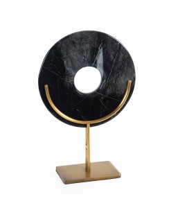 Marble disc Brass Leg Black Large 