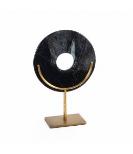 Marble disc Brass Leg Black Large 