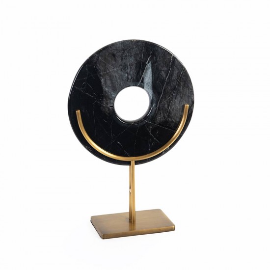 Marble disc Brass Leg Black Large 