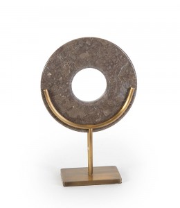 Marble disc Brass Leg Gray Small 