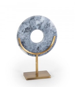 Marble disc Brass Leg White Large 