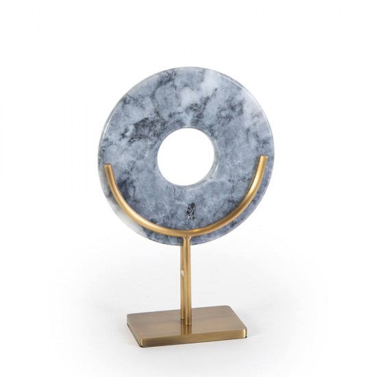 Marble disc Brass Leg White Large 