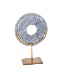 Marble disc Brass Leg White Small 