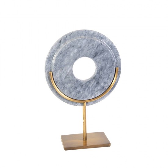 Marble disc Brass Leg White Small 