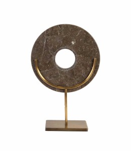 Marble disc Brass Leg Gray Large 