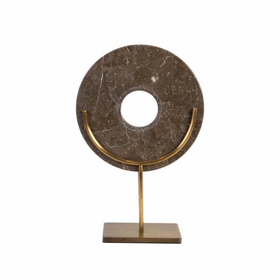 Marble disc Brass Leg Gray Large 