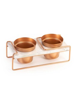 Copper 2-Flower Pot With Marble Stand