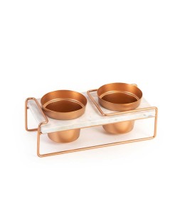 Copper 2-Flower Pot With Marble Stand