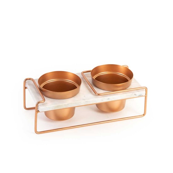 Copper 2-Flower Pot With Marble Stand