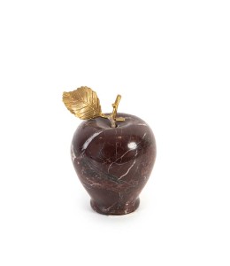 Marble Red Apple With Brass Leaf Medium 