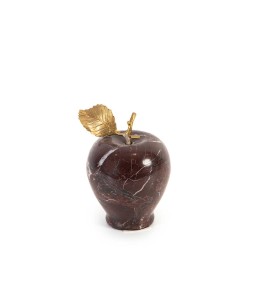 Marble Red Apple With Brass Leaf Medium 