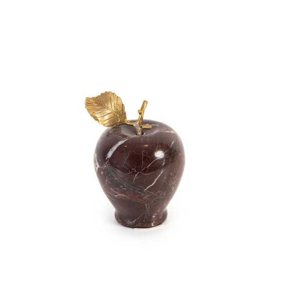 Marble Red Apple With Brass Leaf Medium 