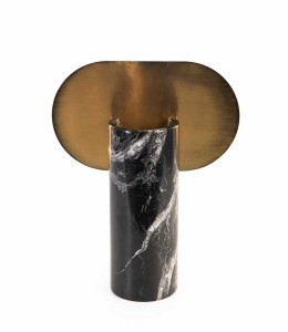 Decorative Vase Tall Black Marble With Brass 