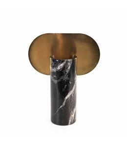 Decorative Vase Tall Black Marble With Brass 