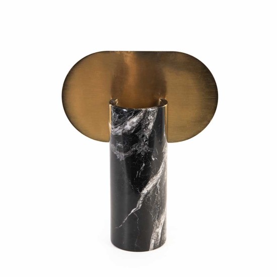 Decorative Vase Tall Black Marble With Brass 