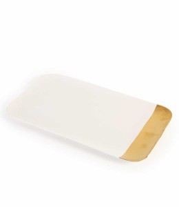 Pors.white and Gold Rectangle service Plate