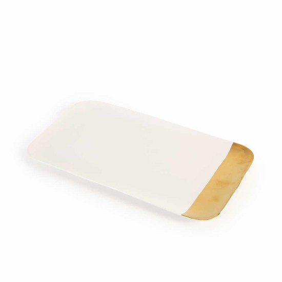 Pors.white and Gold Rectangle service Plate