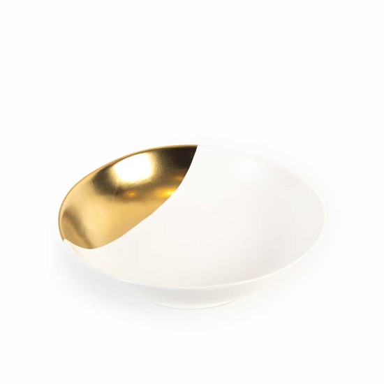 Pors.White and Gold Round Service Bowl