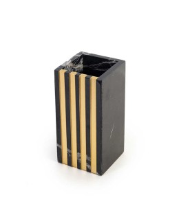 Black Marble Vase With Gold Striped