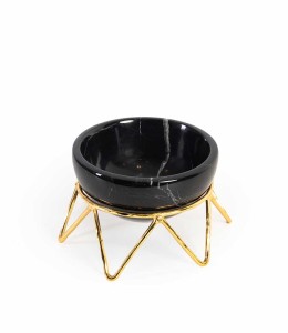 Black Marble Bowl With Brass Stand