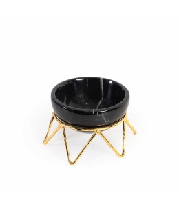 Black Marble Bowl With Brass Stand