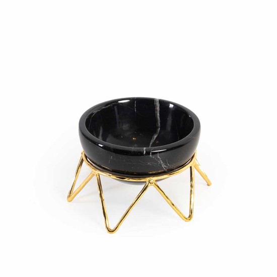 Black Marble Bowl With Brass Stand