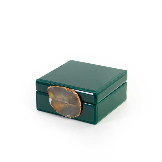 Green Square Glass Jewelry Box (17cm*8cm)