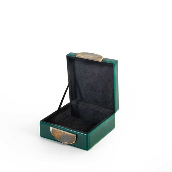 Green Square Glass Jewelry Box (17cm*8cm)