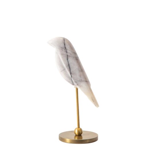 Marble Bird White with Bronze Legs