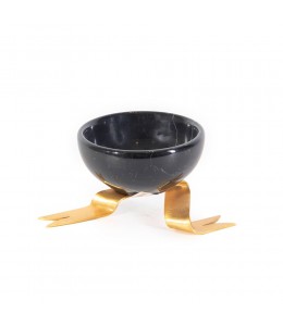 Black Marble Bowl With Brass Bow