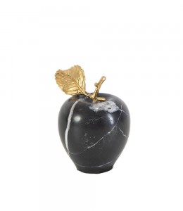 Marble black apple with brass leaf medium 