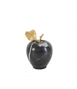 Marble black apple with brass leaf medium 