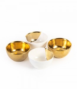 Pors white and gold bowl set of 4