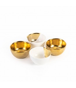 Pors white and gold bowl set of 4