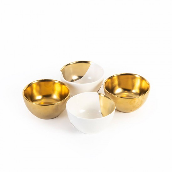 Pors white and gold bowl set of 4