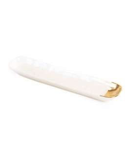 Pors white and gold long service-plate