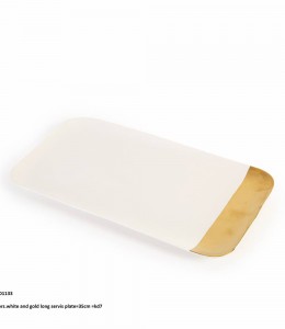 Pors white and gold rectangle service-plate